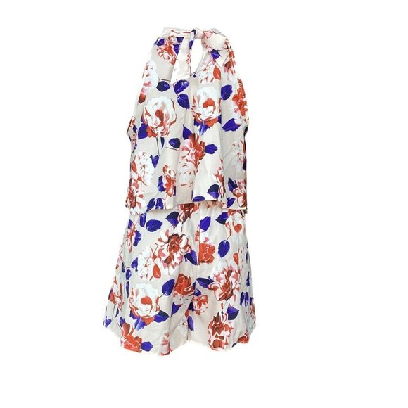 Floral Print 2-Piece Set Flowy Cropped Halter Top and Shorts Sz M  19578 - Picture 5 of 6